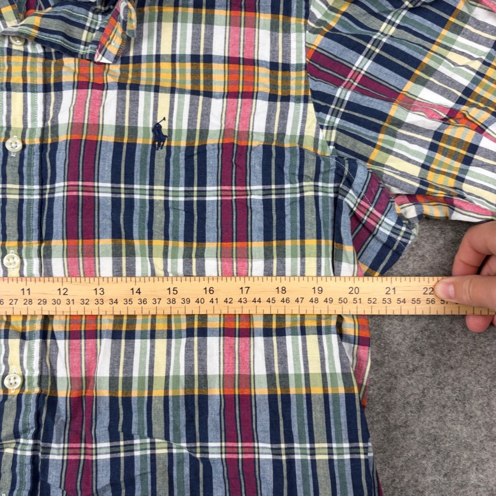 Ralph Lauren Button Down Mens Large Multi-Color Plaid Short Sleeve Classic Fit - Picture 8 of 10